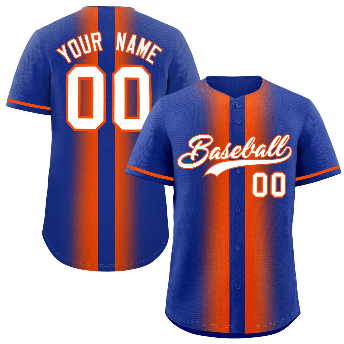 Custom Royal Orange Lapel Gradient Fashion Authentic Baseball Jersey| KXKSHOP