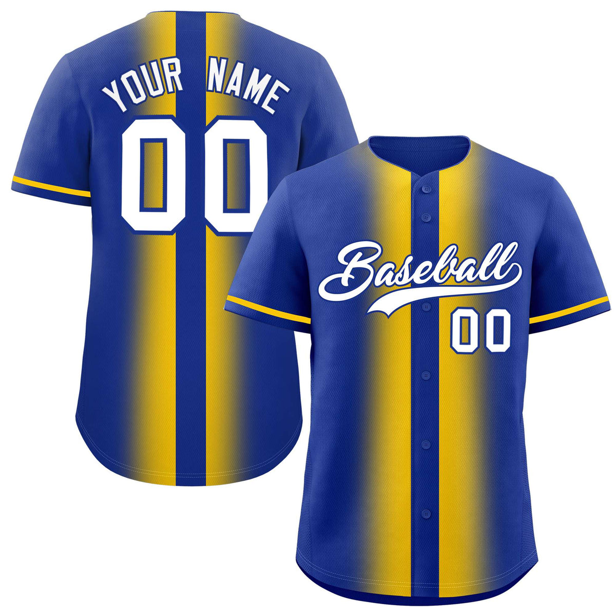 Custom Royal Gold Lapel Gradient Fashion Authentic Baseball Jersey| KXKSHOP