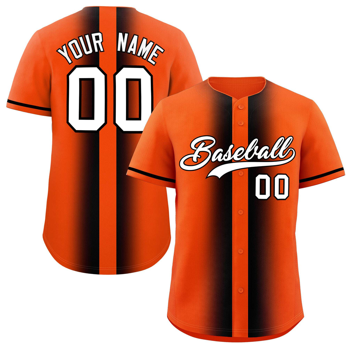 Custom Orange Black Lapel Gradient Fashion Authentic Baseball Jersey| KXKSHOP