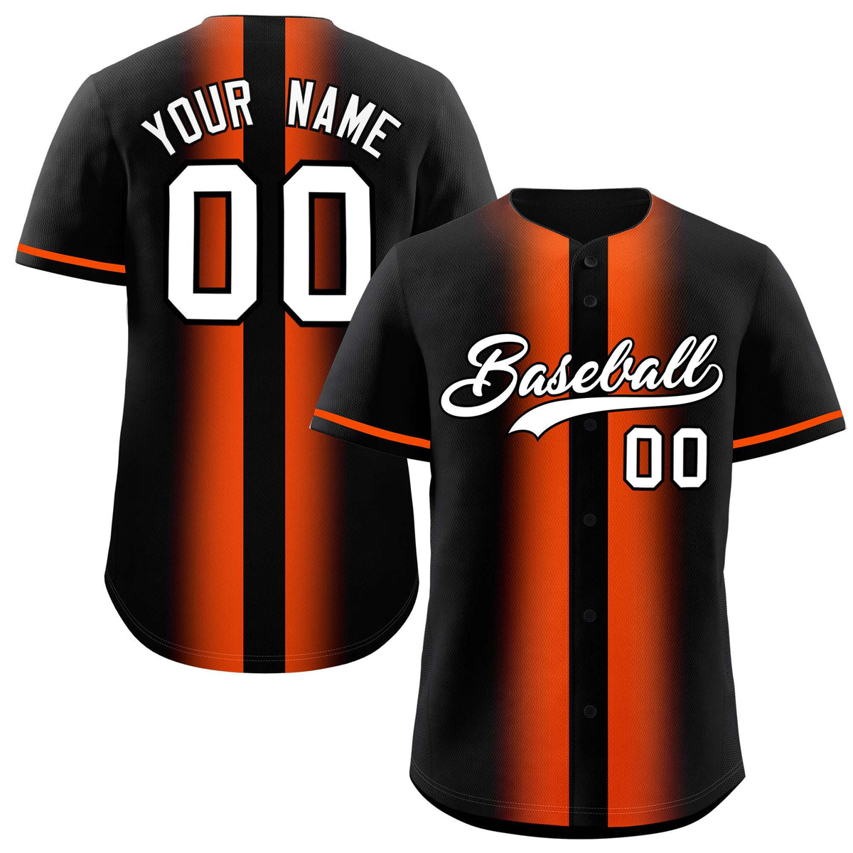 Custom Black Orange Lapel Gradient Fashion Authentic Baseball Jersey| KXKSHOP
