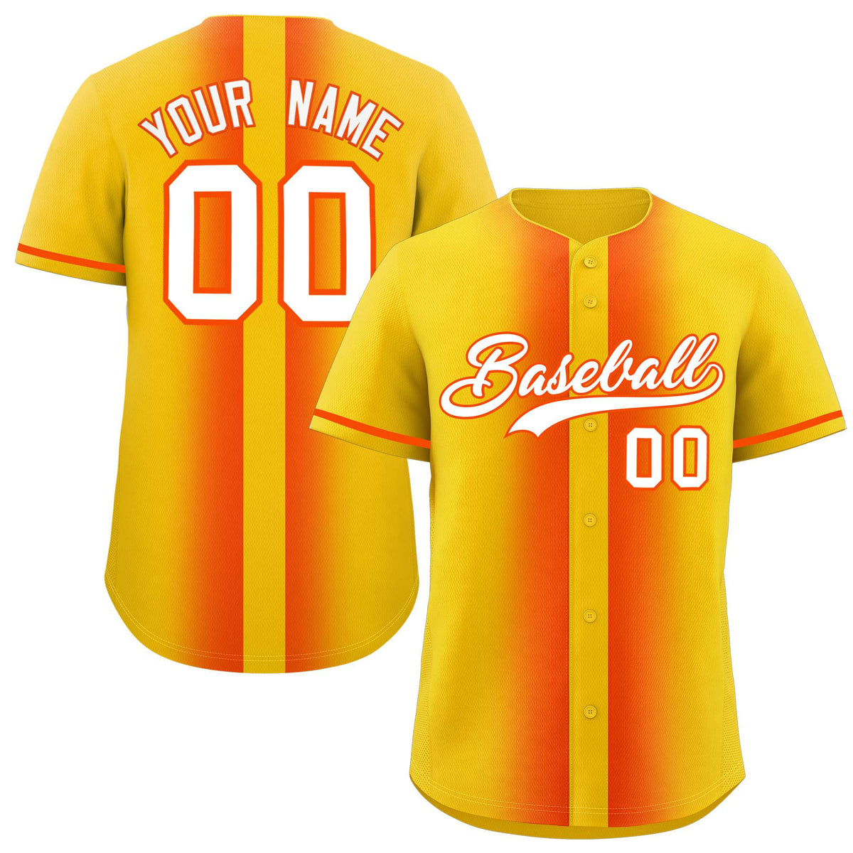 Custom Gold Orange Lapel Gradient Fashion Authentic Baseball Jersey| KXKSHOP