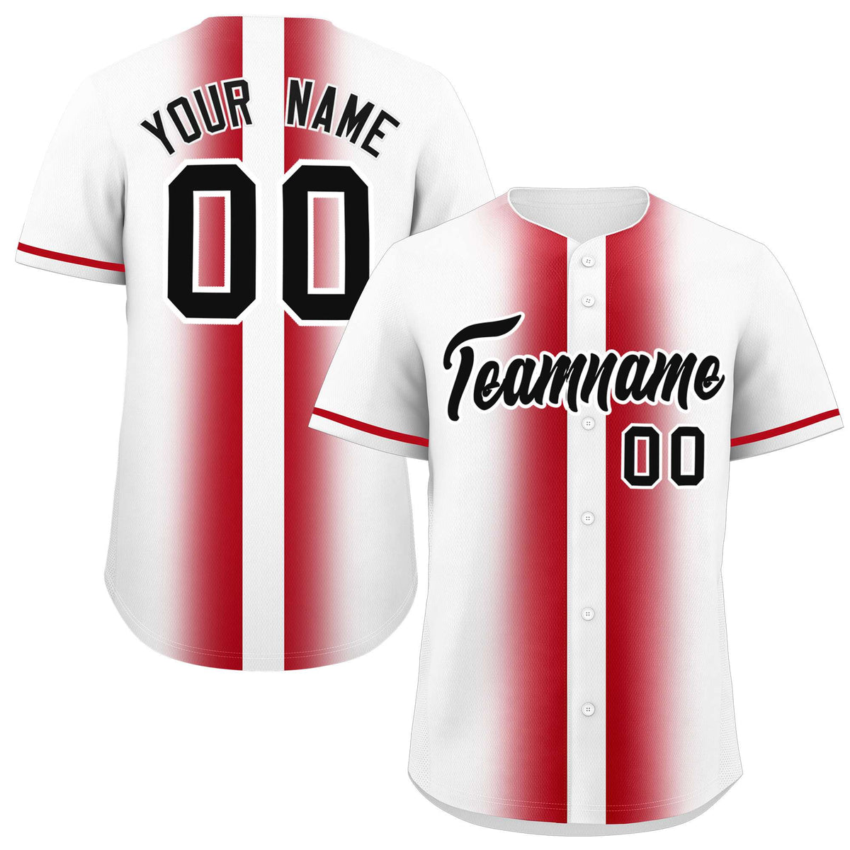 Custom White Red Lapel Gradient Fashion Authentic Baseball Jersey| KXKSHOP