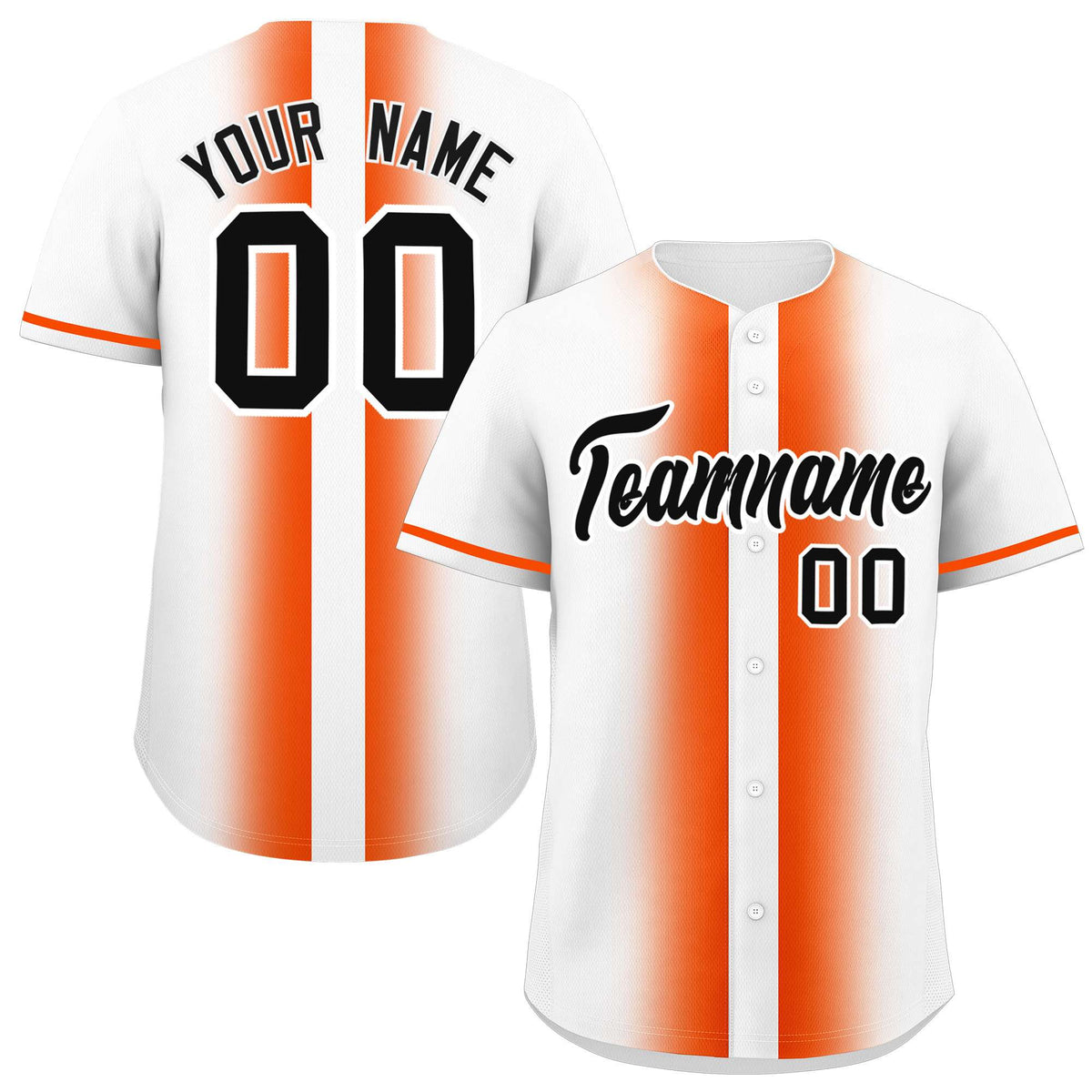 Custom White Orange Lapel Gradient Fashion Authentic Baseball Jersey| KXKSHOP