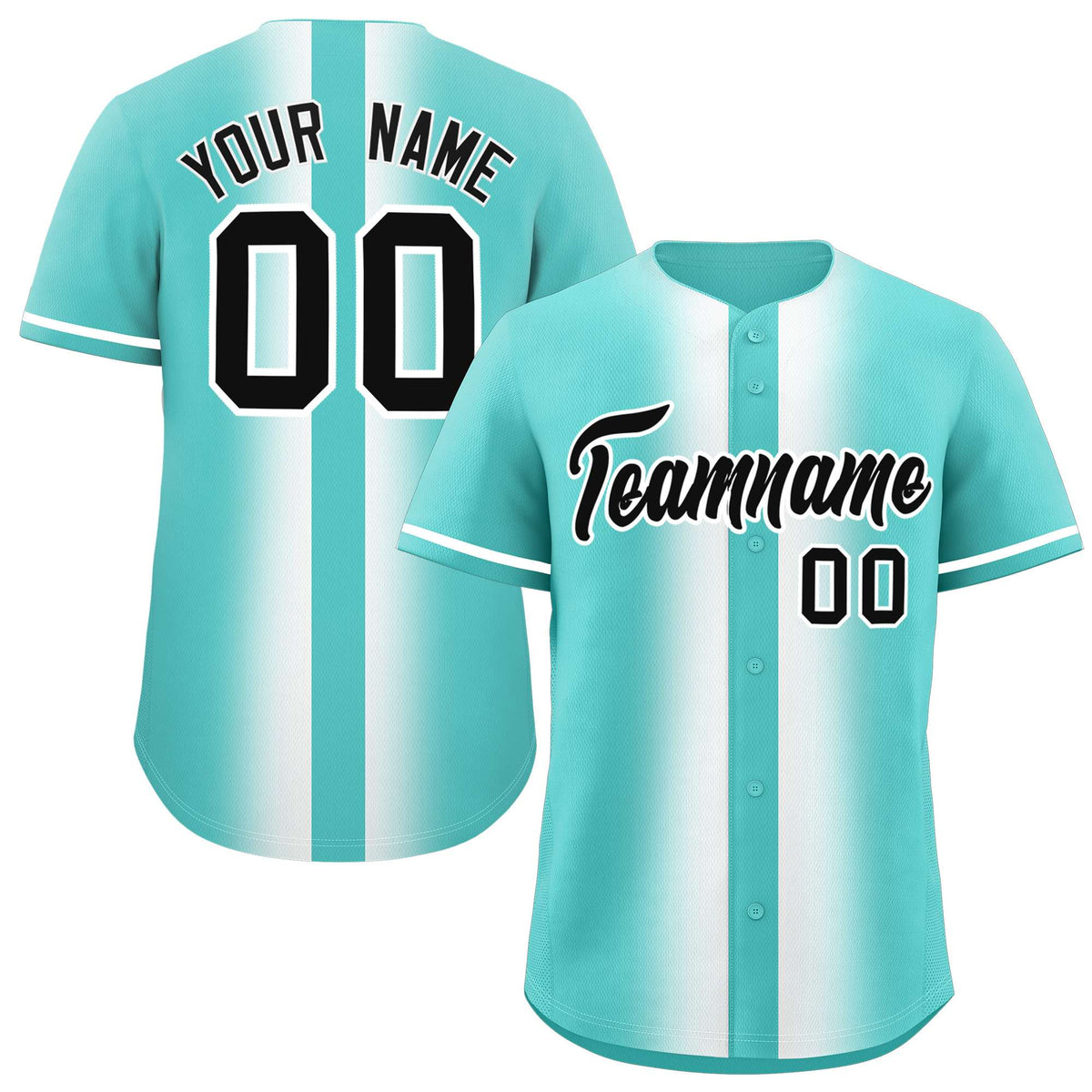 Custom Bright Green White Lapel Gradient Fashion Authentic Baseball Jersey| KXKSHOP