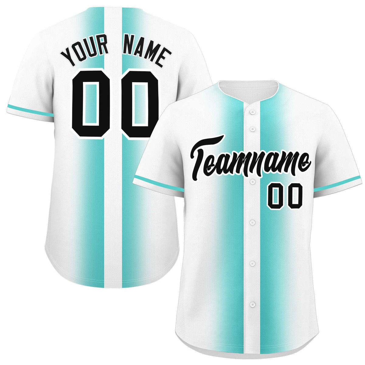 Custom White Bright Green Lapel Gradient Fashion Authentic Baseball Jersey| KXKSHOP