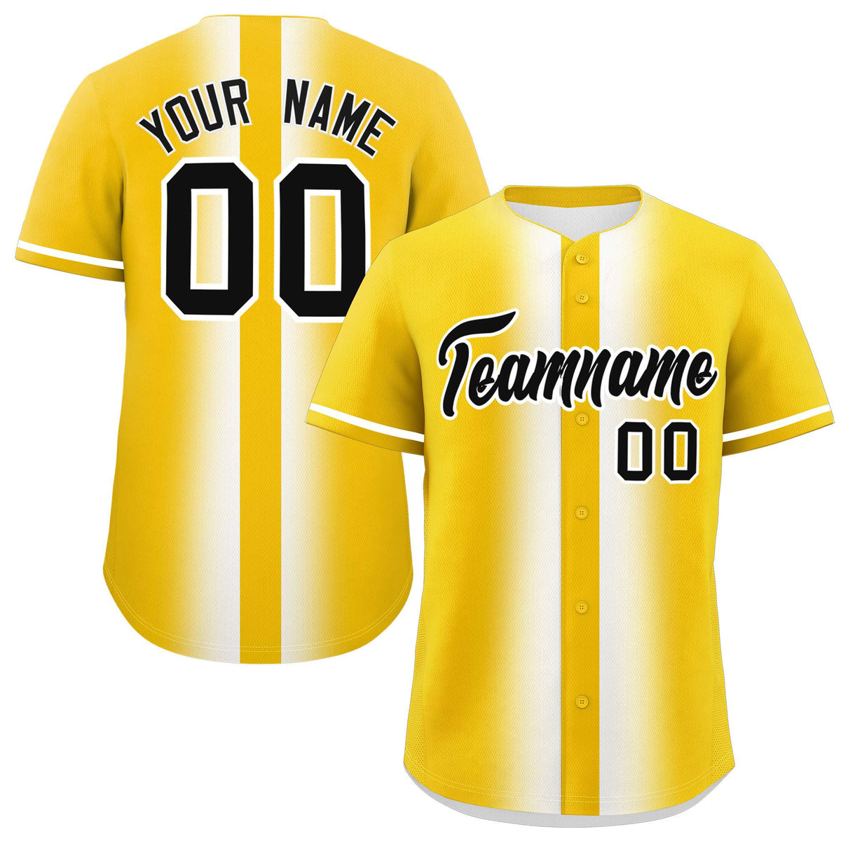Custom Gold White Lapel Gradient Fashion Authentic Baseball Jersey| KXKSHOP