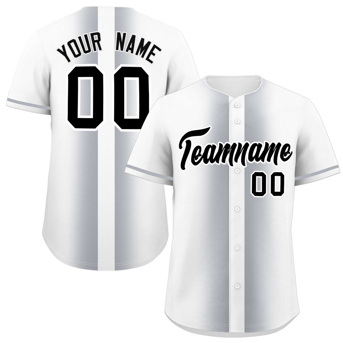 Custom White Silver Lapel Gradient Fashion Authentic Baseball Jersey| KXKSHOP