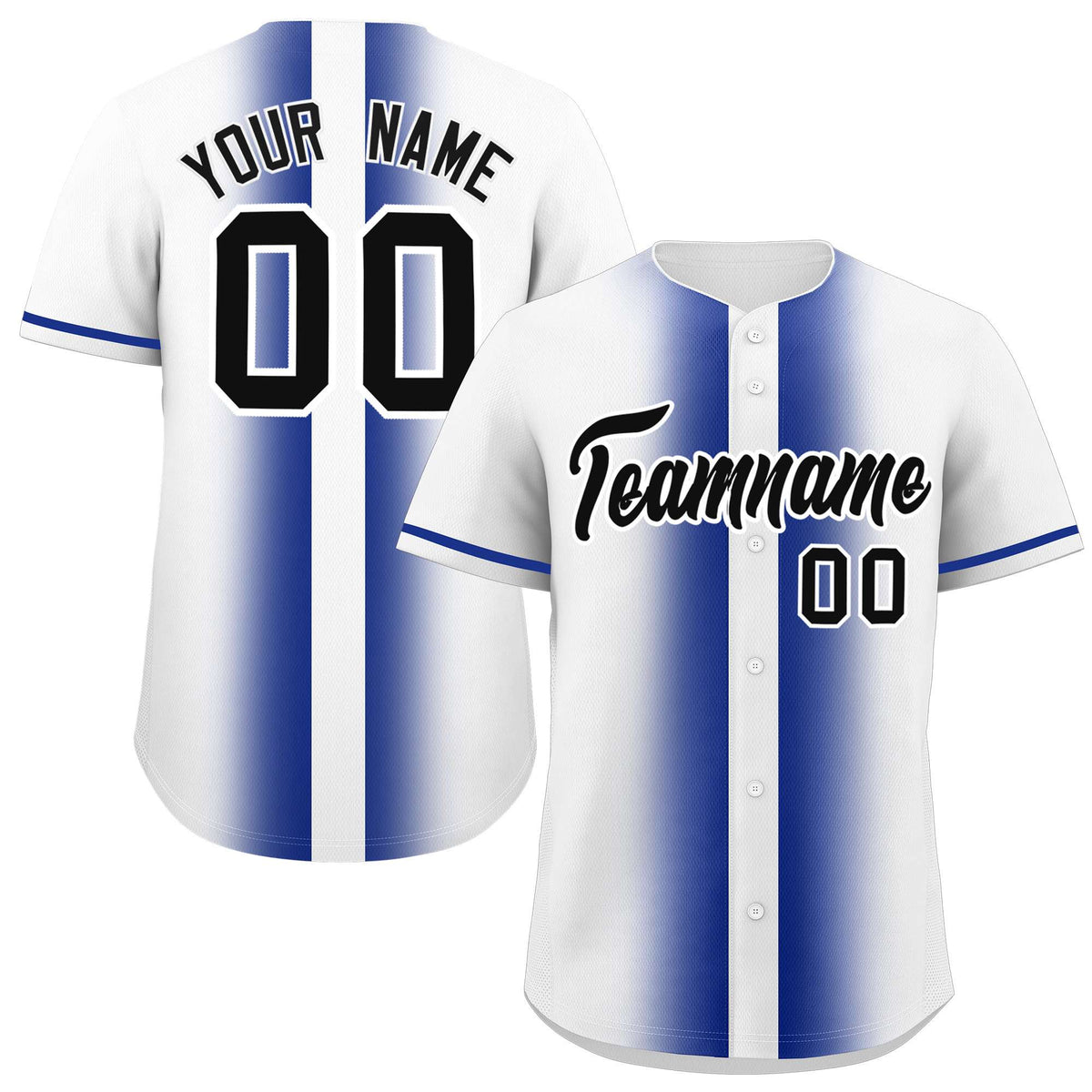 Custom White Royal Lapel Gradient Fashion Authentic Baseball Jersey| KXKSHOP