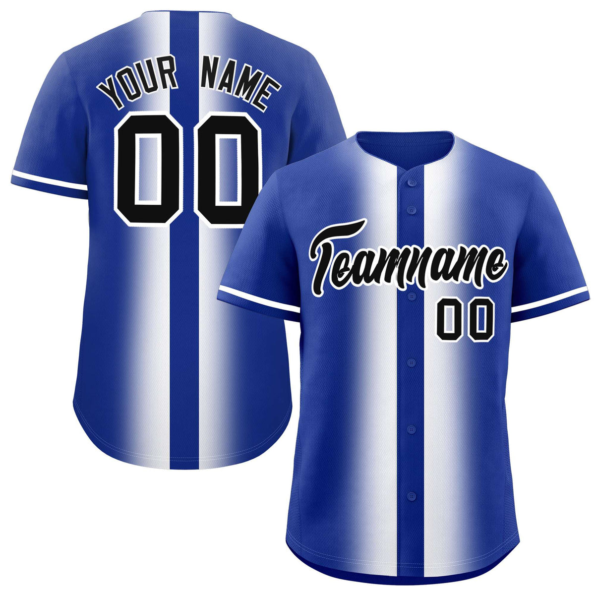 Custom Royal White Lapel Gradient Fashion Authentic Baseball Jersey| KXKSHOP