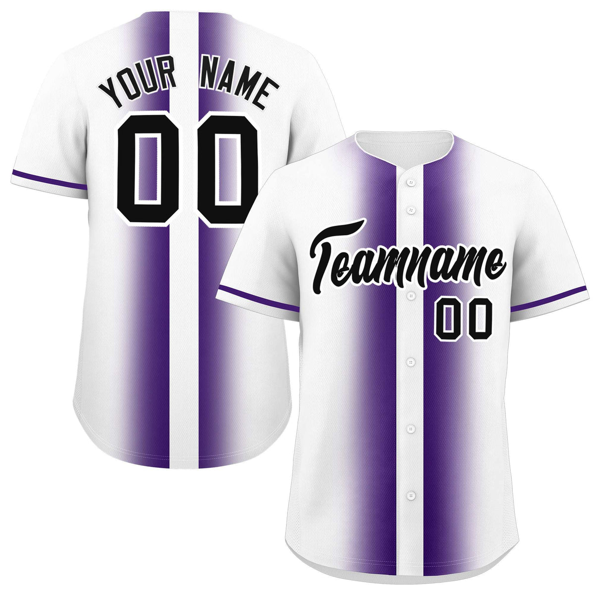 Custom White Purple Lapel Gradient Fashion Authentic Baseball Jersey| KXKSHOP