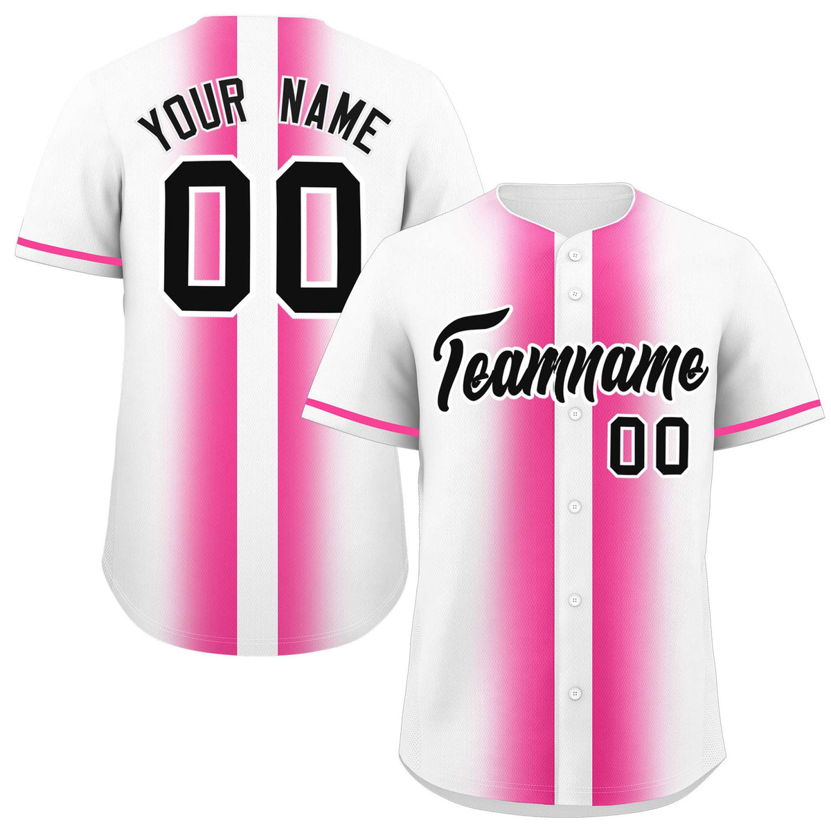 Custom White Pink Lapel Gradient Fashion Authentic Baseball Jersey| KXKSHOP