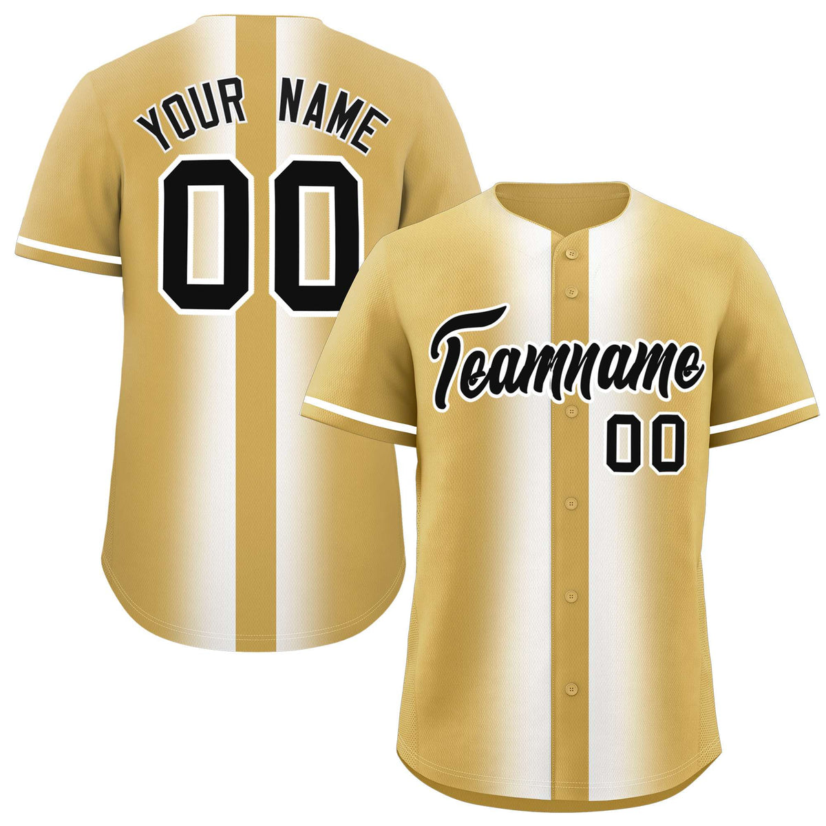 Custom Old Gold White Lapel Gradient Fashion Authentic Baseball Jersey| KXKSHOP