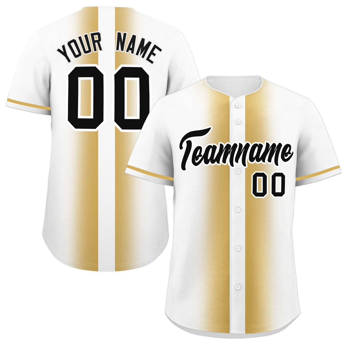 Custom White Old Gold Lapel Gradient Fashion Authentic Baseball Jersey| KXKSHOP