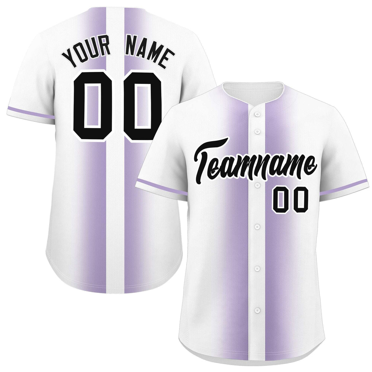 Custom White Light Purple Lapel Gradient Fashion Authentic Baseball Jersey| KXKSHOP
