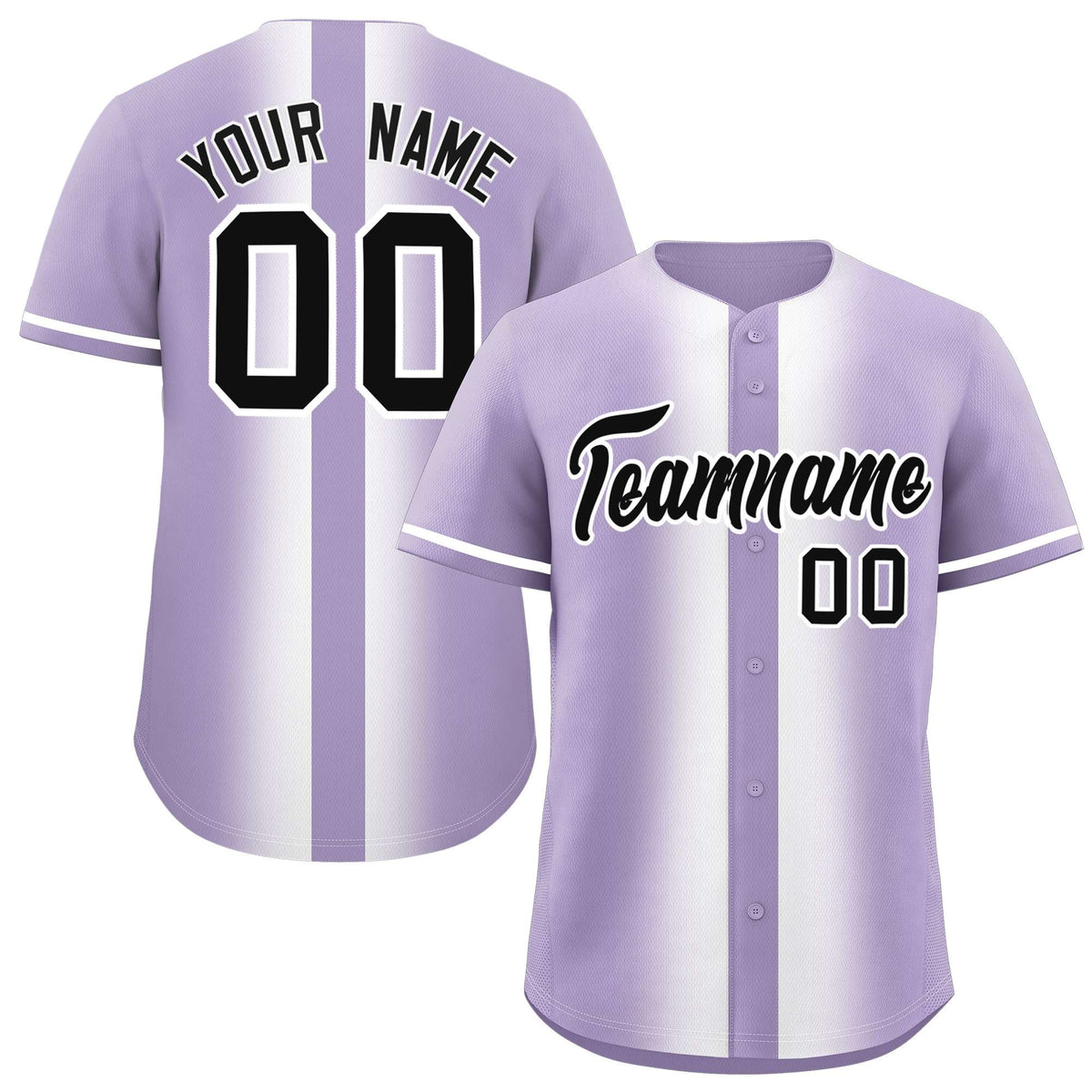 Custom Light Purple White Lapel Gradient Fashion Authentic Baseball Jersey| KXKSHOP