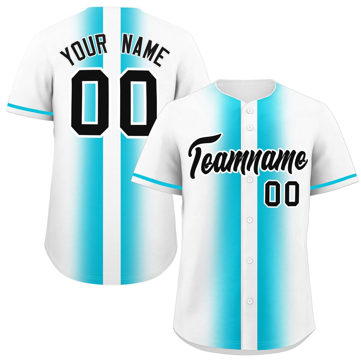 Custom White Sky Blue Lapel Gradient Fashion Authentic Baseball Jersey| KXKSHOP