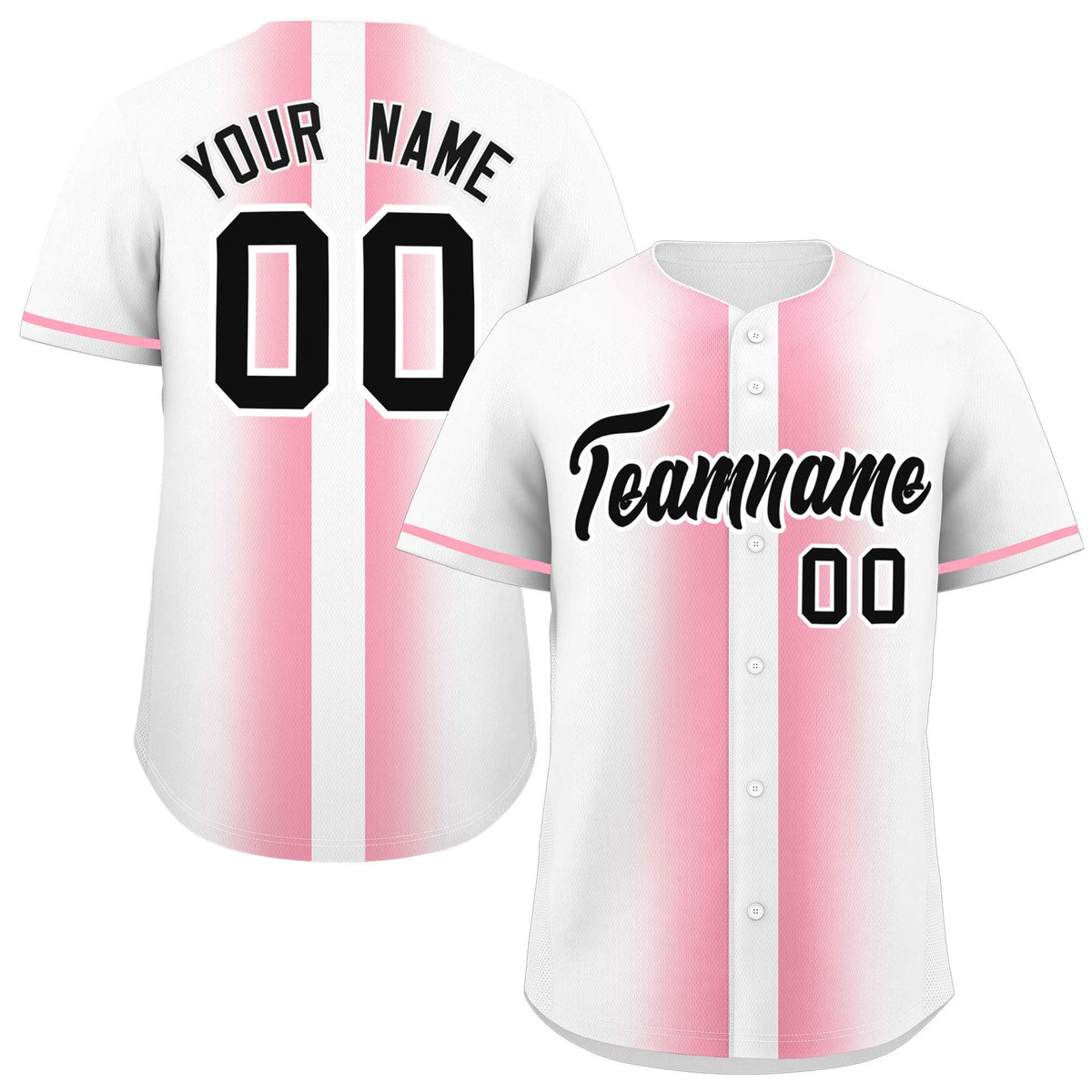 Custom White Light Pink Lapel Gradient Fashion Authentic Baseball Jersey| KXKSHOP