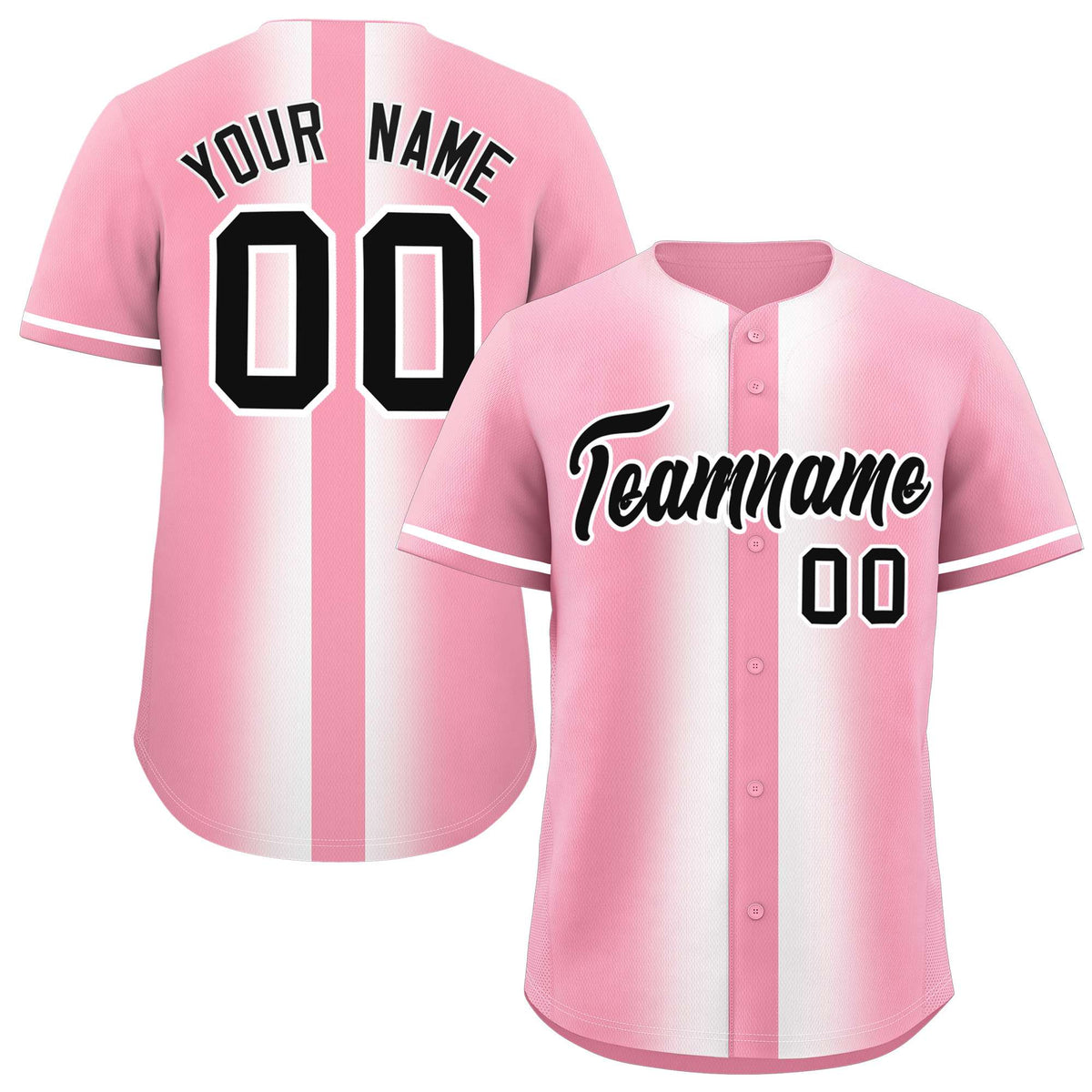 Custom Light Pink White Lapel Gradient Fashion Authentic Baseball Jersey| KXKSHOP