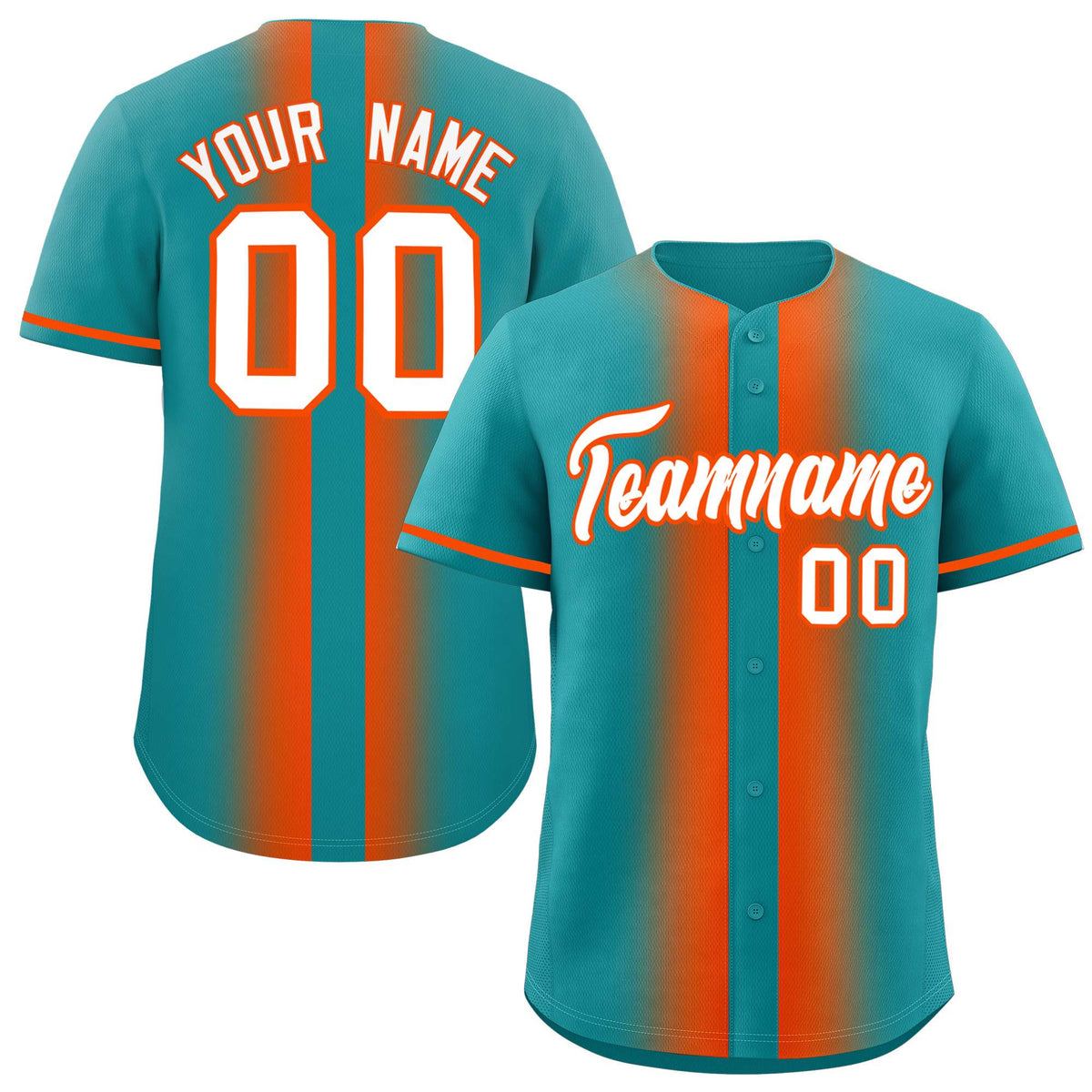 Custom Aqua Orange Lapel Gradient Fashion Authentic Baseball Jersey| KXKSHOP