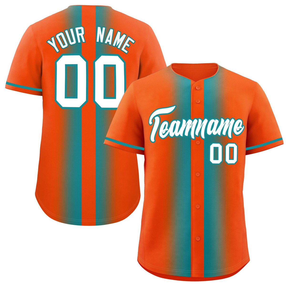 Custom Orange Aqua Lapel Gradient Fashion Authentic Baseball Jersey| KXKSHOP