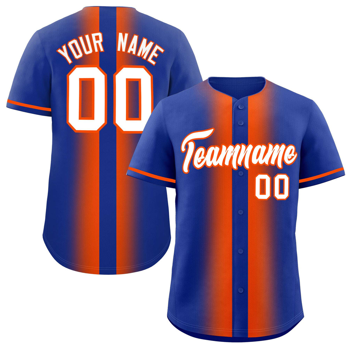 Custom Royal Orange Lapel Gradient Fashion Authentic Baseball Jersey| KXKSHOP