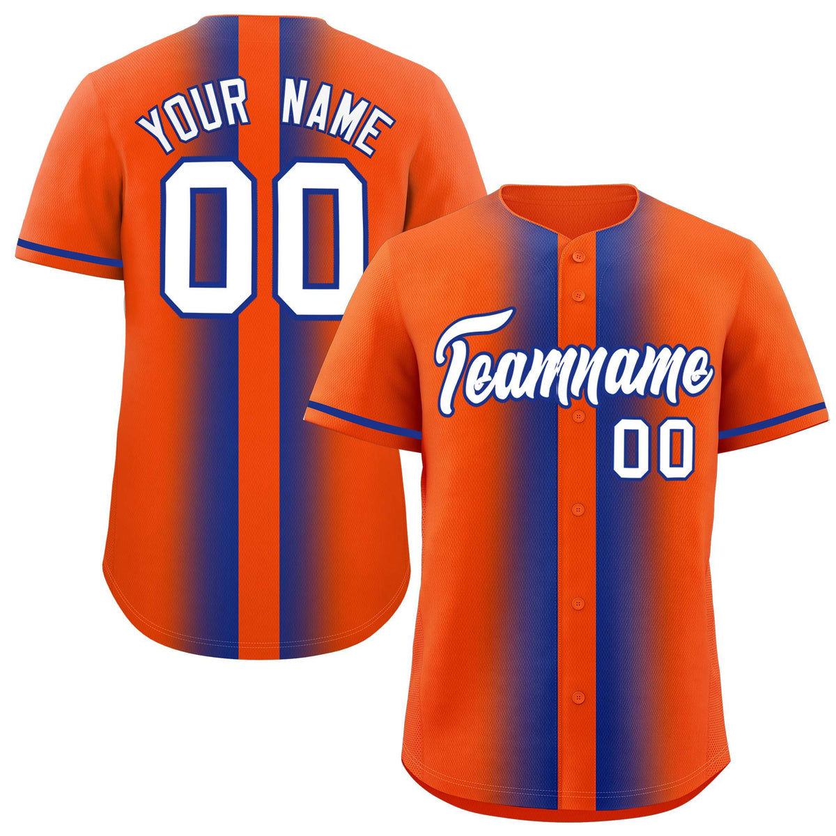 Custom Orange Royal Lapel Gradient Fashion Authentic Baseball Jersey| KXKSHOP