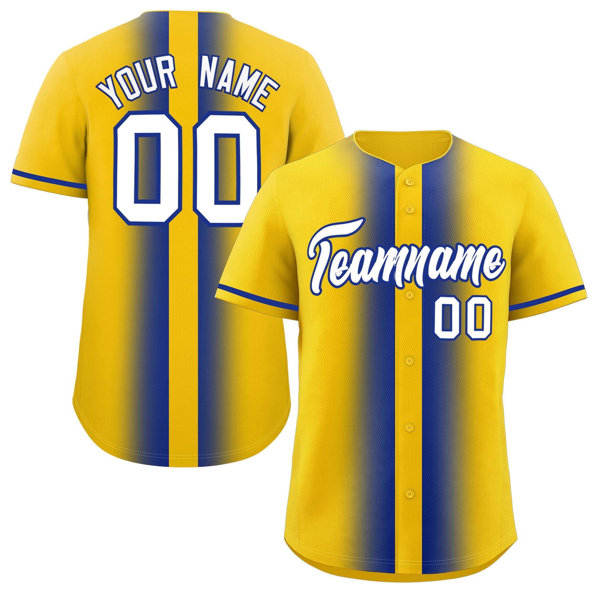 Custom Gold Royal Lapel Gradient Fashion Authentic Baseball Jersey| KXKSHOP