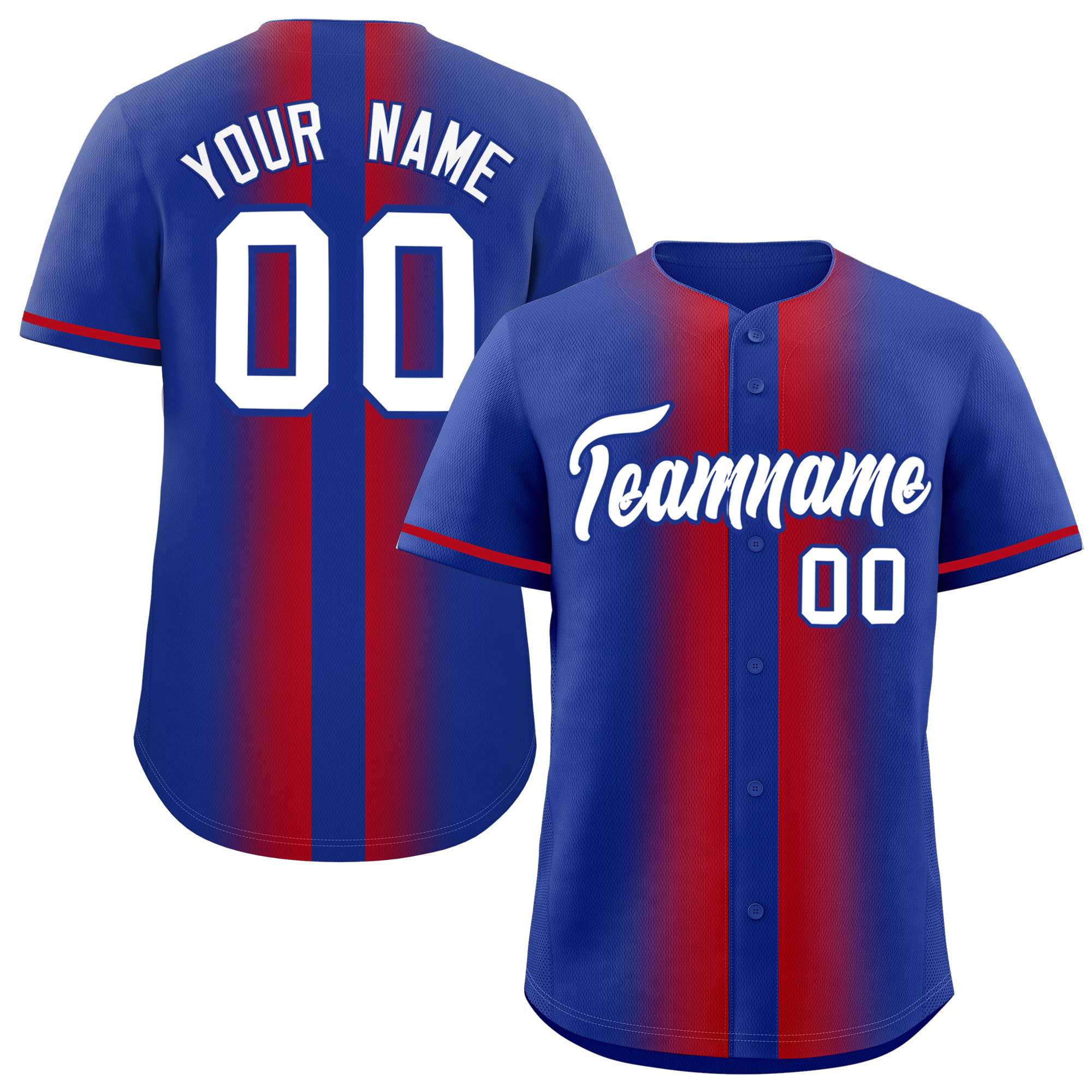 Custom Royal Red Lapel Gradient Fashion Authentic Baseball Jersey| KXKSHOP