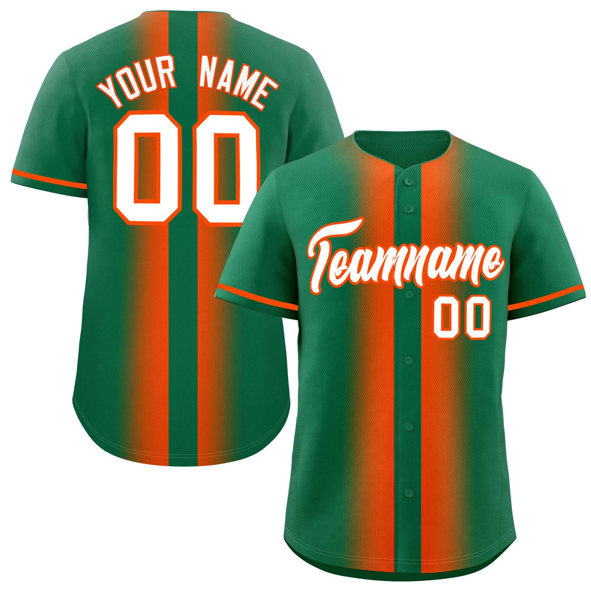 Custom Kelly Green Orange Lapel Gradient Fashion Authentic Baseball Jersey| KXKSHOP