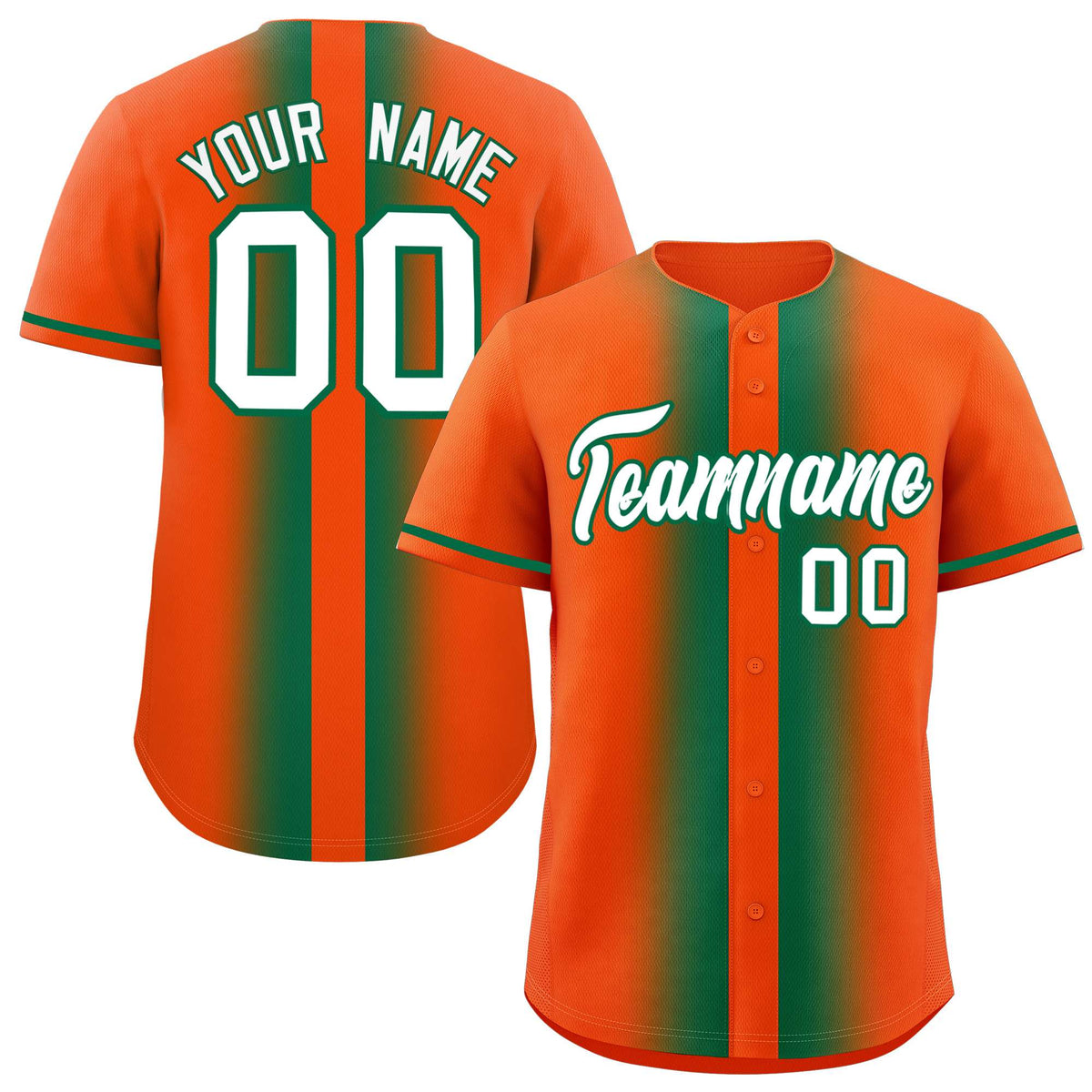 Custom Orange Kelly Green Lapel Gradient Fashion Authentic Baseball Jersey| KXKSHOP