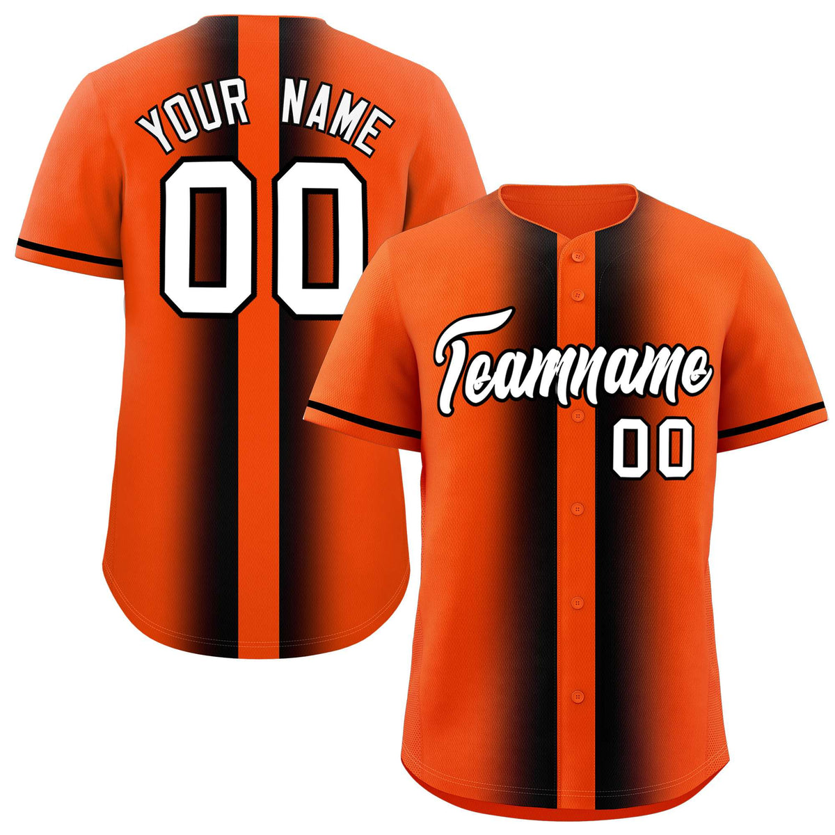 Custom Orange Black Lapel Gradient Fashion Authentic Baseball Jersey| KXKSHOP