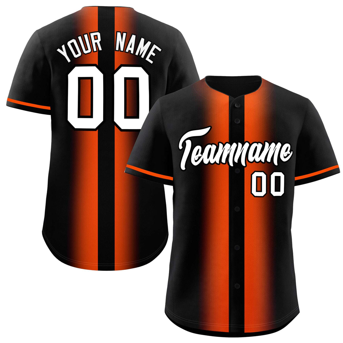 Custom Black Orange Lapel Gradient Fashion Authentic Baseball Jersey| KXKSHOP
