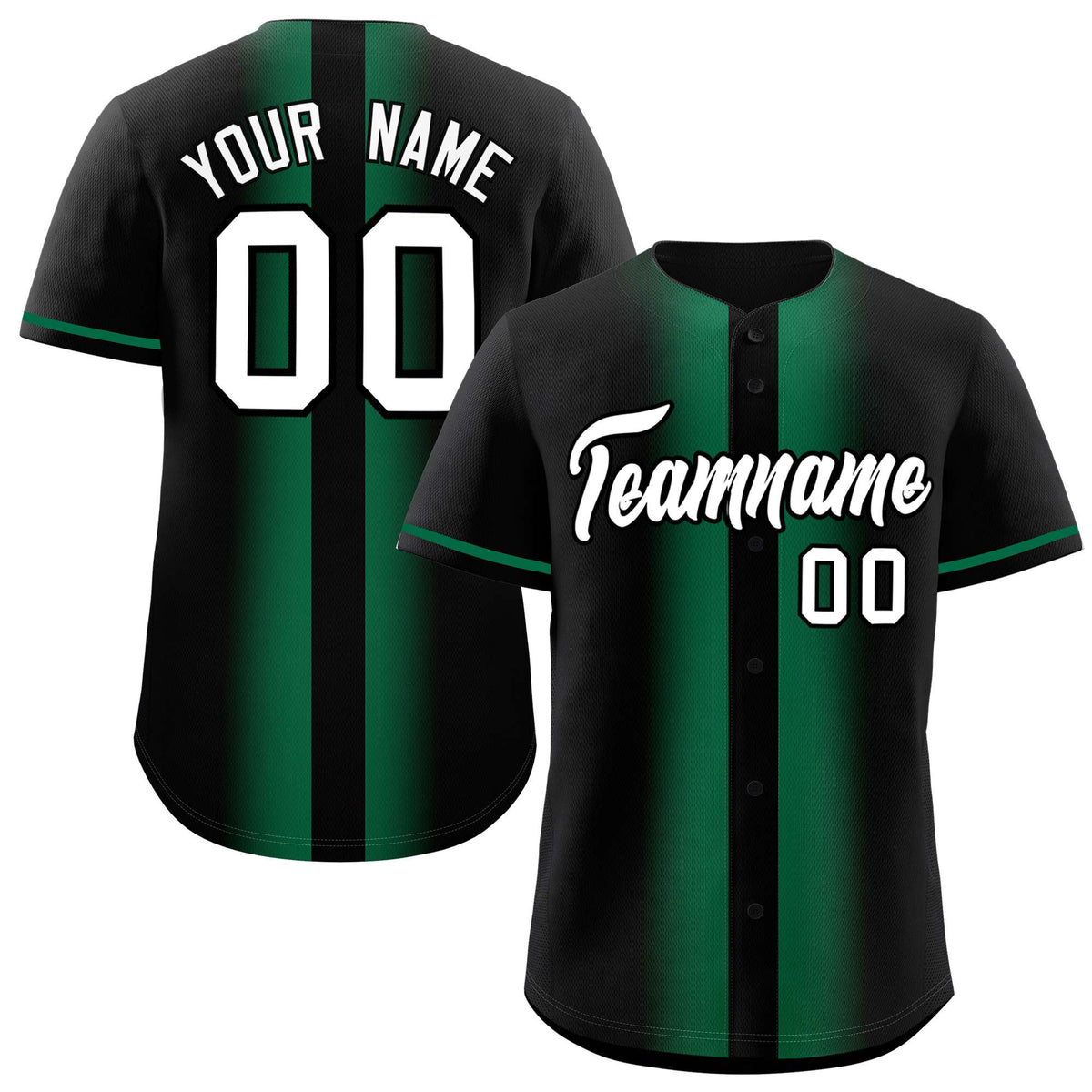 Custom Black Kelly Green Lapel Gradient Fashion Authentic Baseball Jersey| KXKSHOP