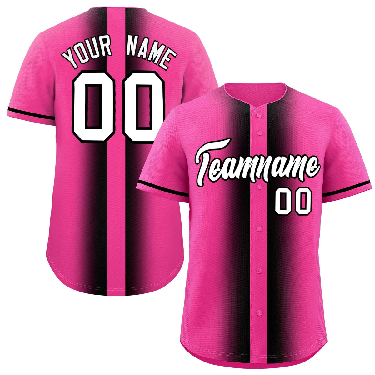 Custom Pink Black Lapel Gradient Fashion Authentic Baseball Jersey| KXKSHOP