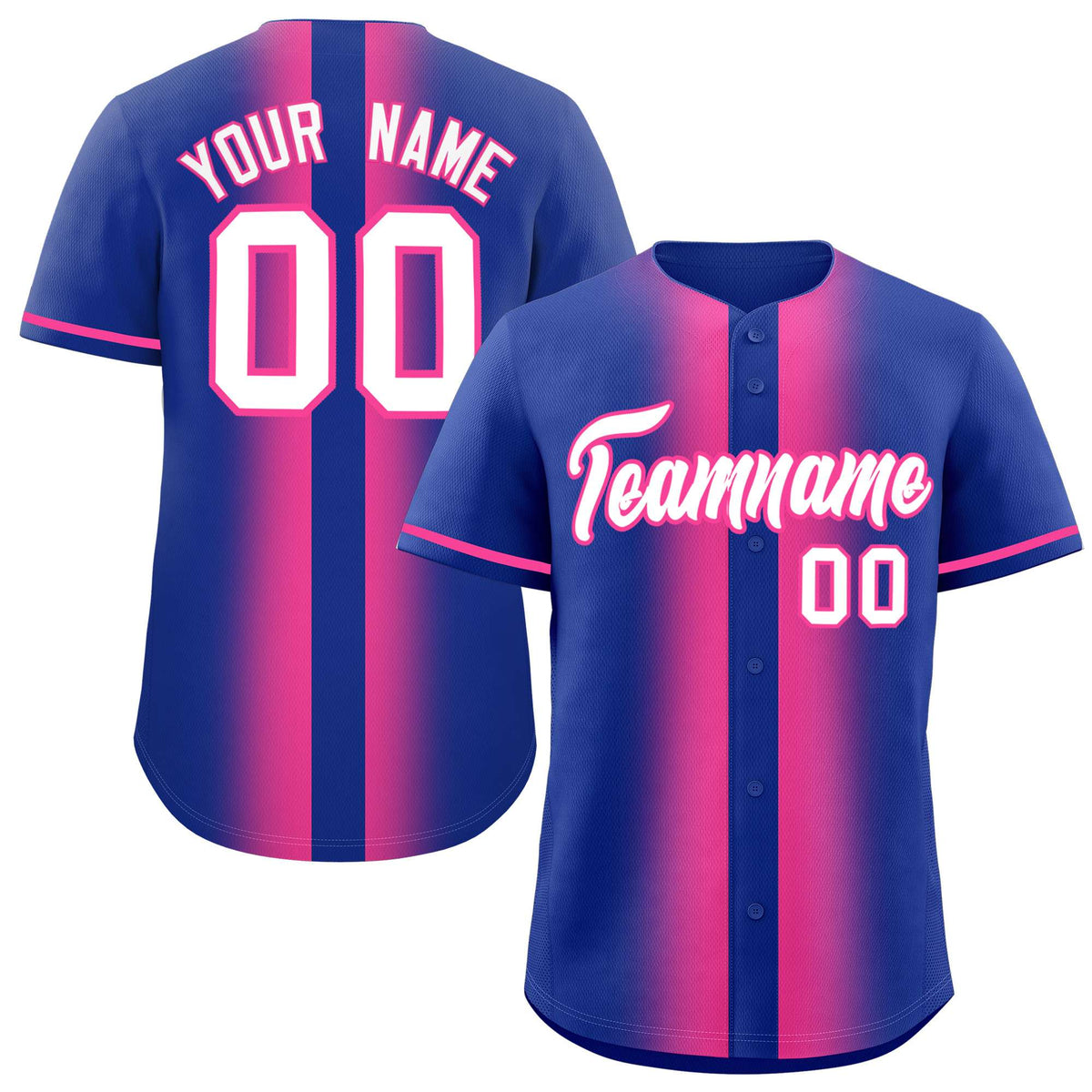 Custom Royal Pink Lapel Gradient Fashion Authentic Baseball Jersey| KXKSHOP