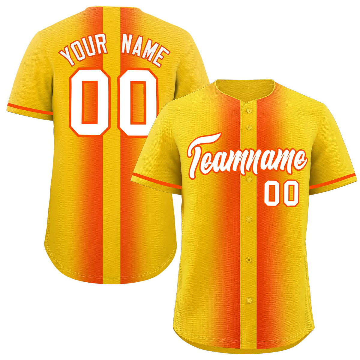Custom Gold Orange Lapel Gradient Fashion Authentic Baseball Jersey| KXKSHOP