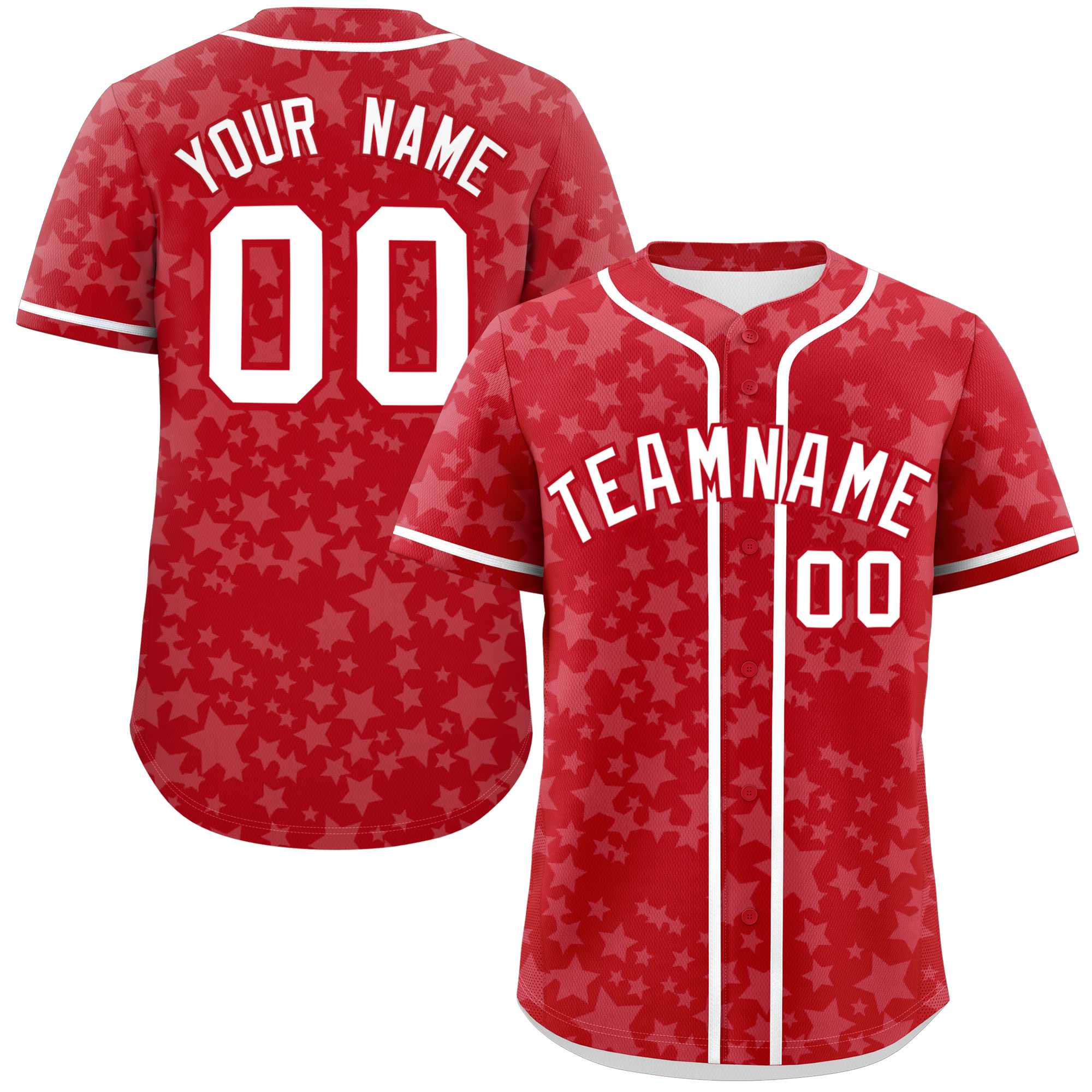 Custom Red White Personalized Star Graffiti Pattern Authentic Baseball Jersey | KXKSHOP