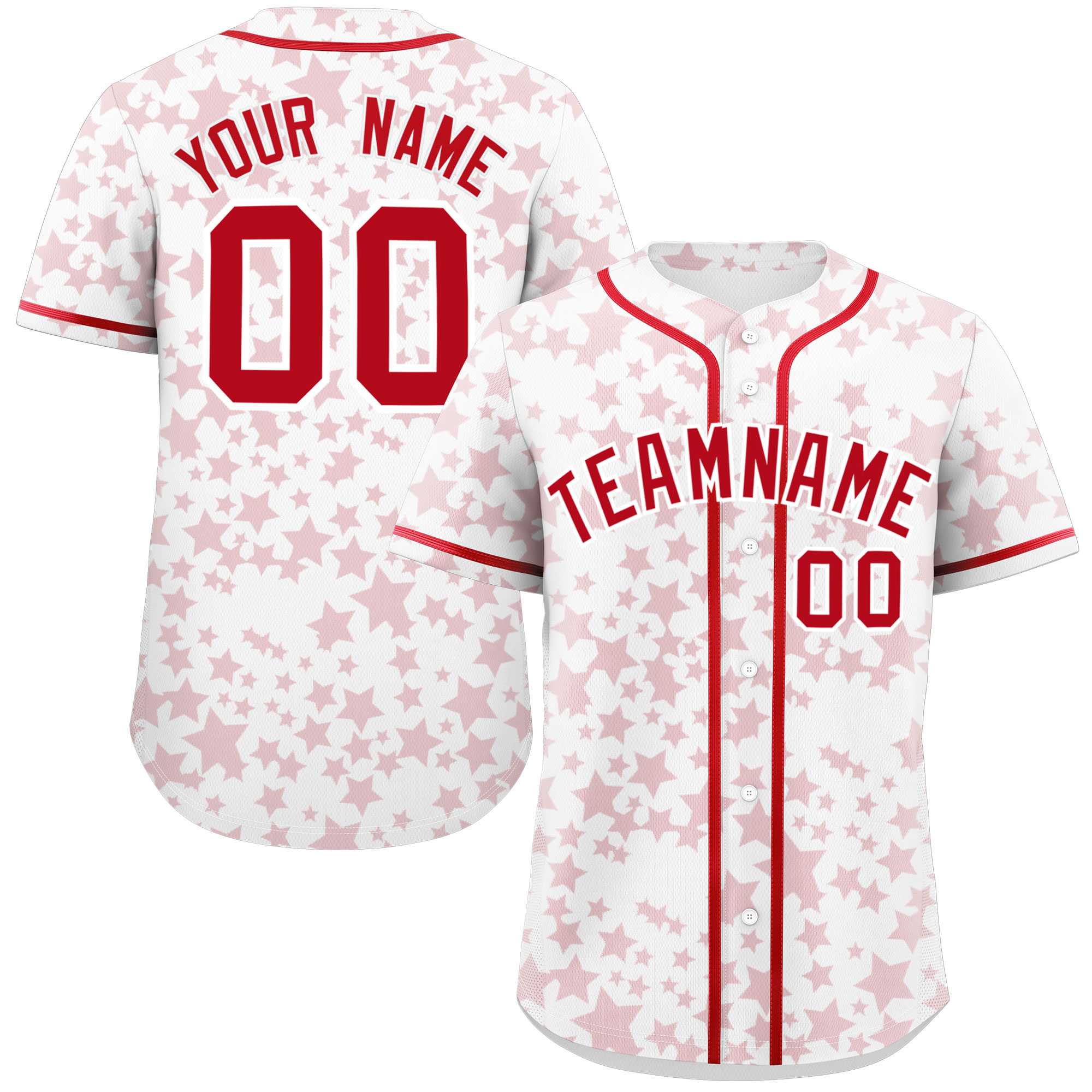 Custom White Red Personalized Star Graffiti Pattern Authentic Baseball Jersey | KXKSHOP