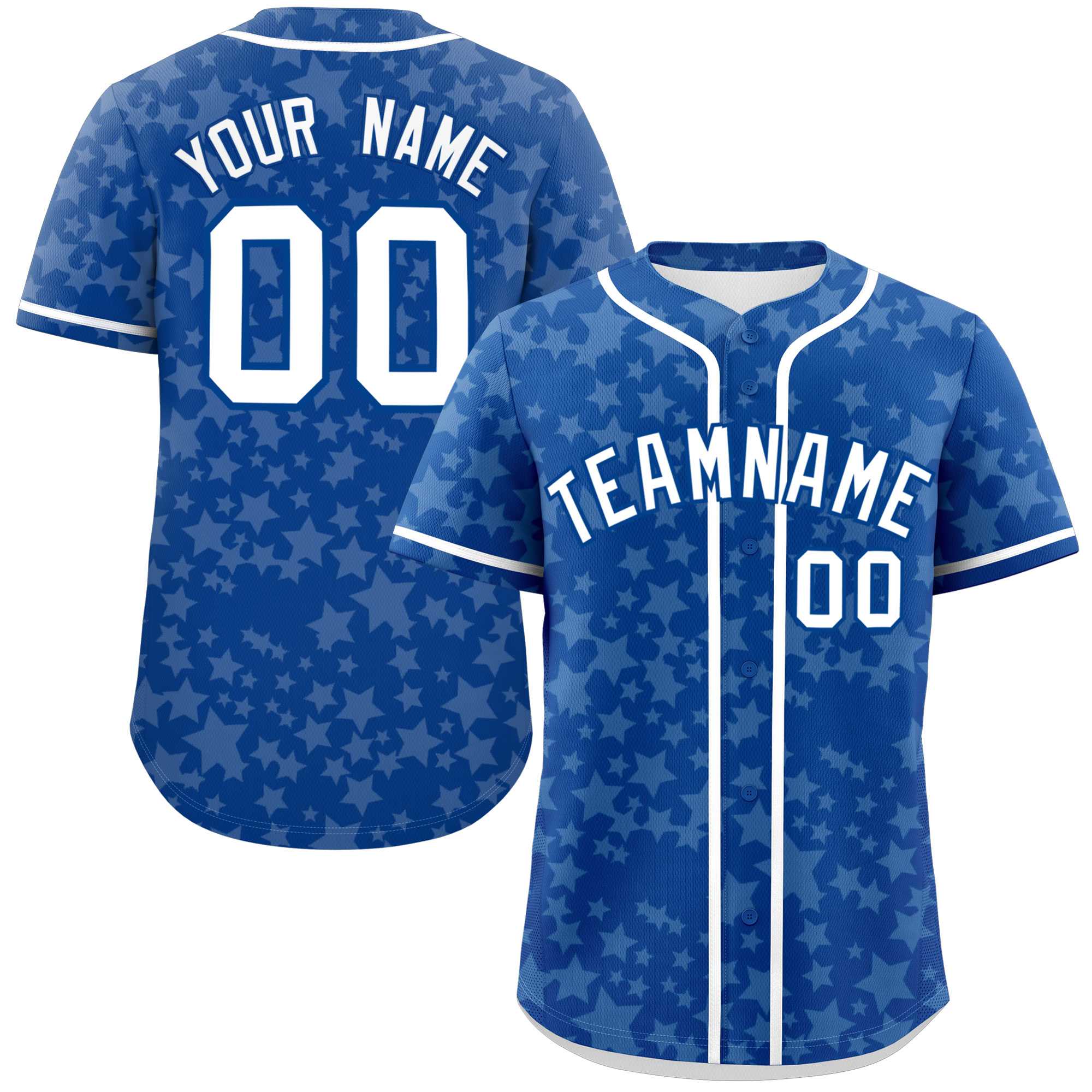 Custom Royal White Personalized Star Graffiti Pattern Authentic Baseball Jersey | KXKSHOP