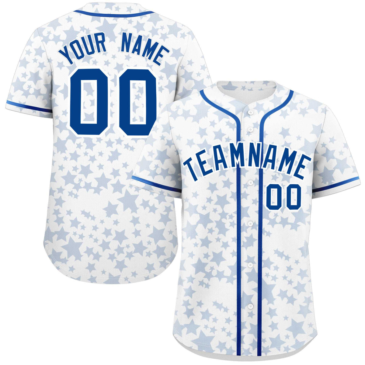 Custom White Royal Personalized Star Graffiti Pattern Authentic Baseball Jersey | KXKSHOP