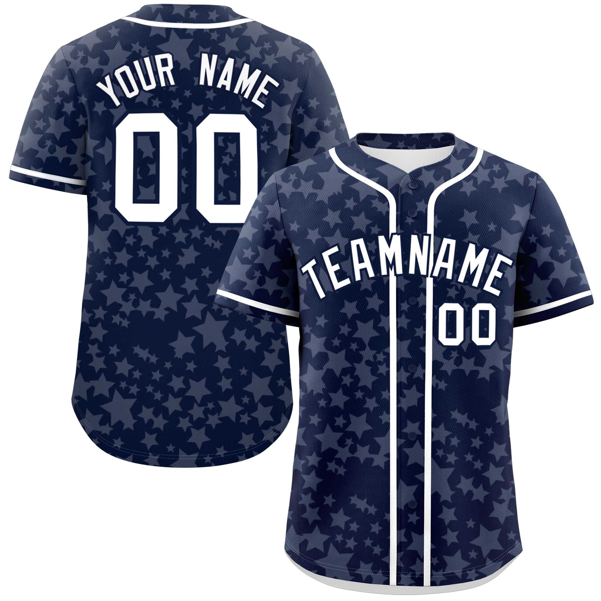 Custom Navy White Personalized Star Graffiti Pattern Authentic Baseball Jersey | KXKSHOP