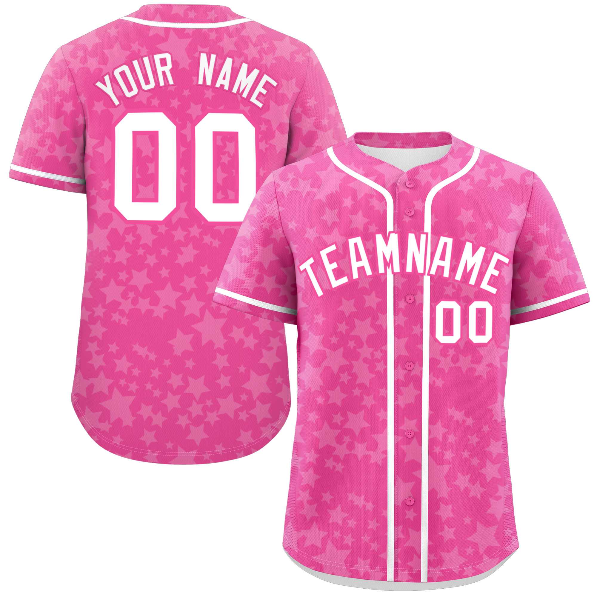 Custom Pink White Personalized Star Graffiti Pattern Authentic Baseball Jersey | KXKSHOP