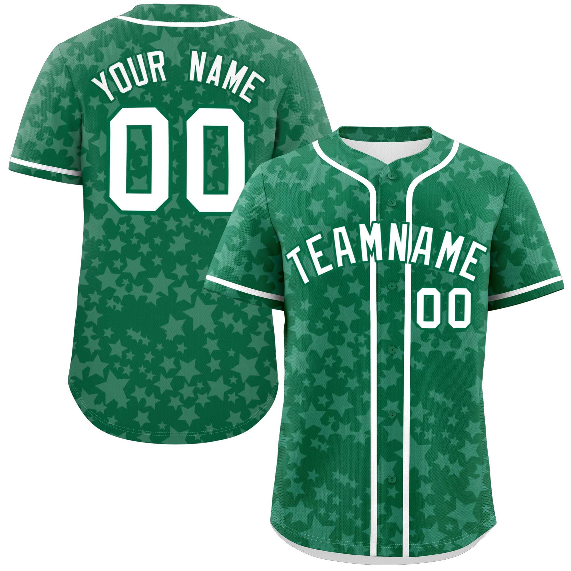 Custom Kelly Green White Personalized Star Graffiti Pattern Authentic Baseball Jersey | KXKSHOP
