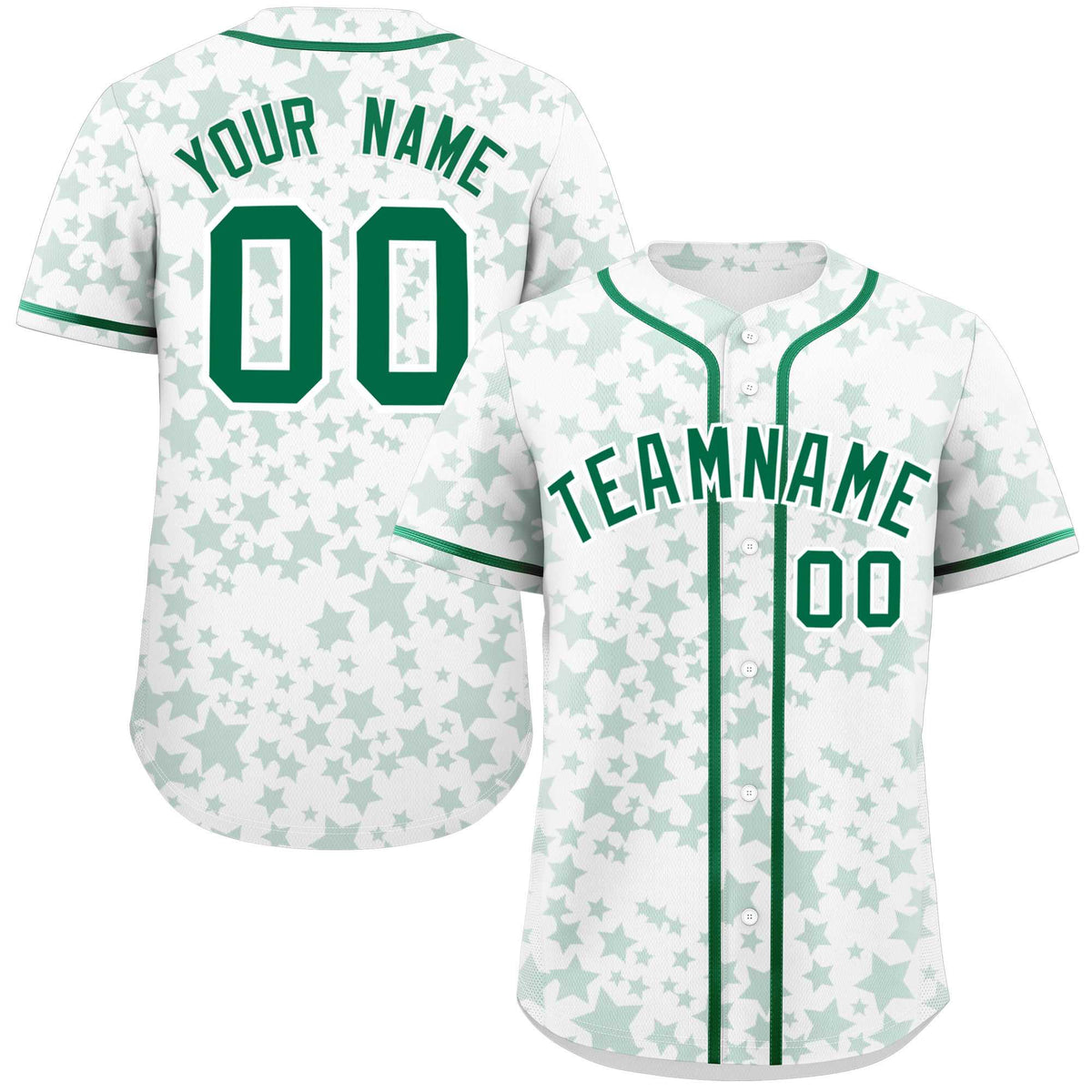 Custom White Kelly Green Personalized Star Graffiti Pattern Authentic Baseball Jersey | KXKSHOP