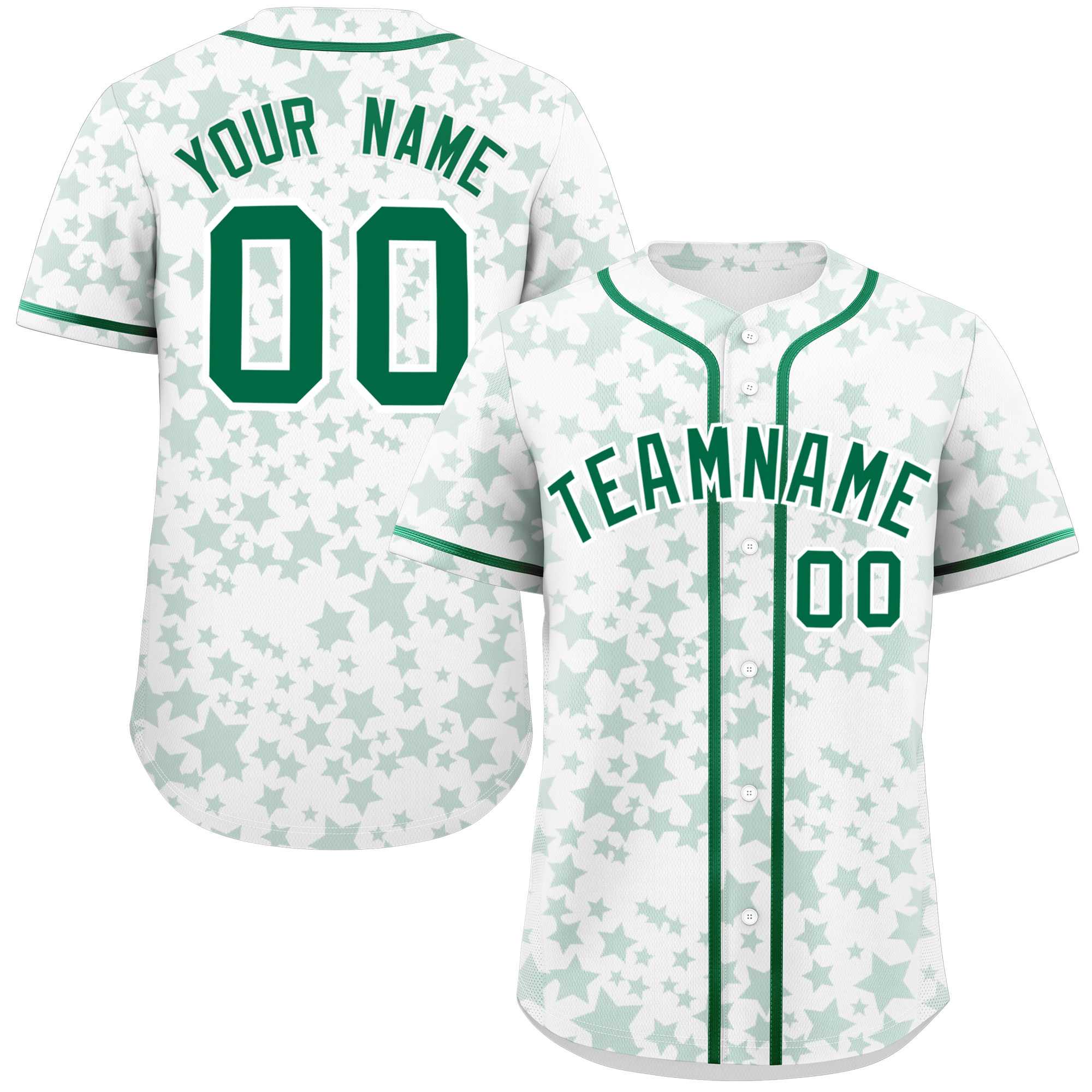 Custom White Kelly Green Personalized Star Graffiti Pattern Authentic Baseball Jersey | KXKSHOP