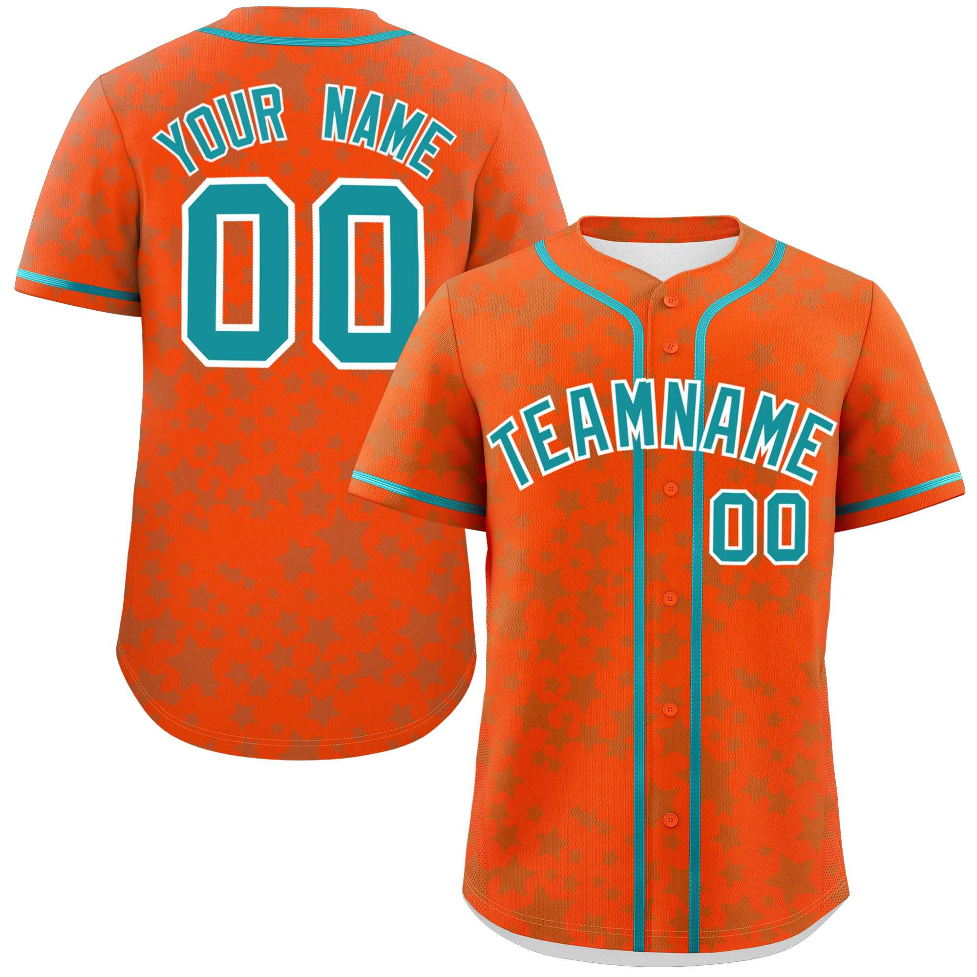 Custom Orange Aqua Personalized Star Graffiti Pattern Authentic Baseball Jersey | KXKSHOP