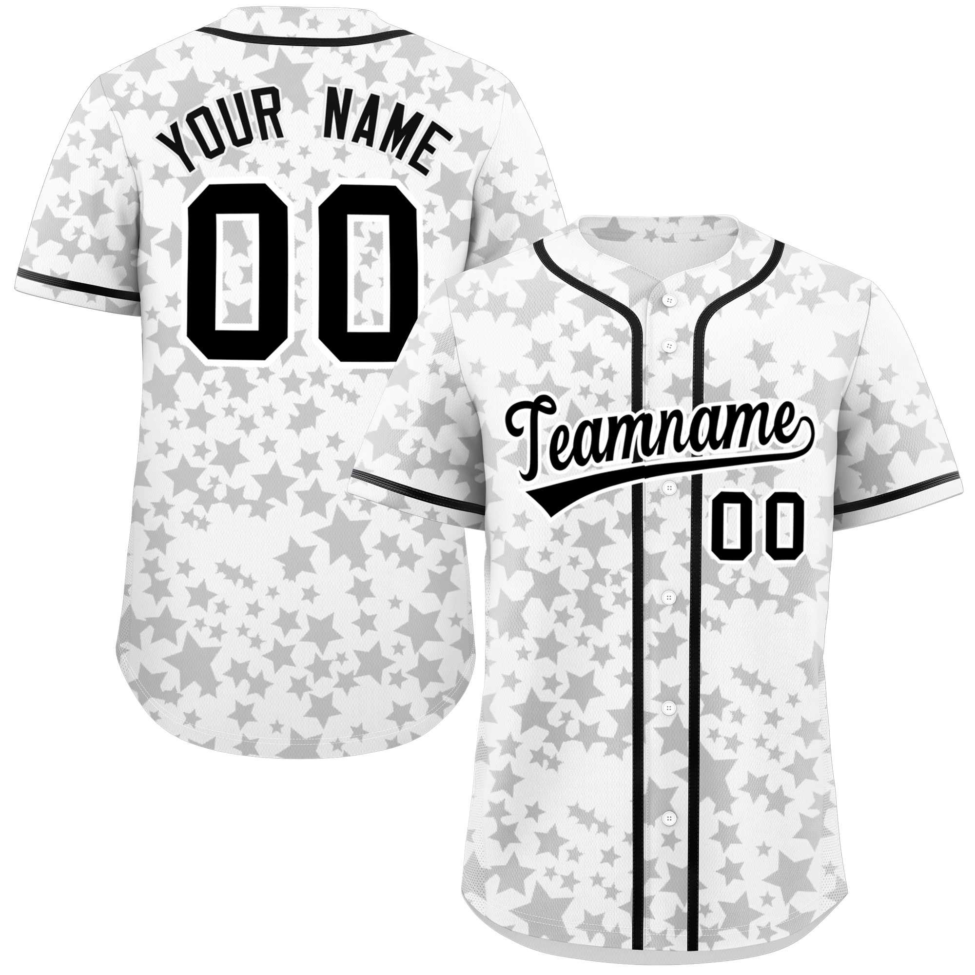 Custom White Black Personalized Star Graffiti Pattern Authentic Baseball Jersey | KXKSHOP