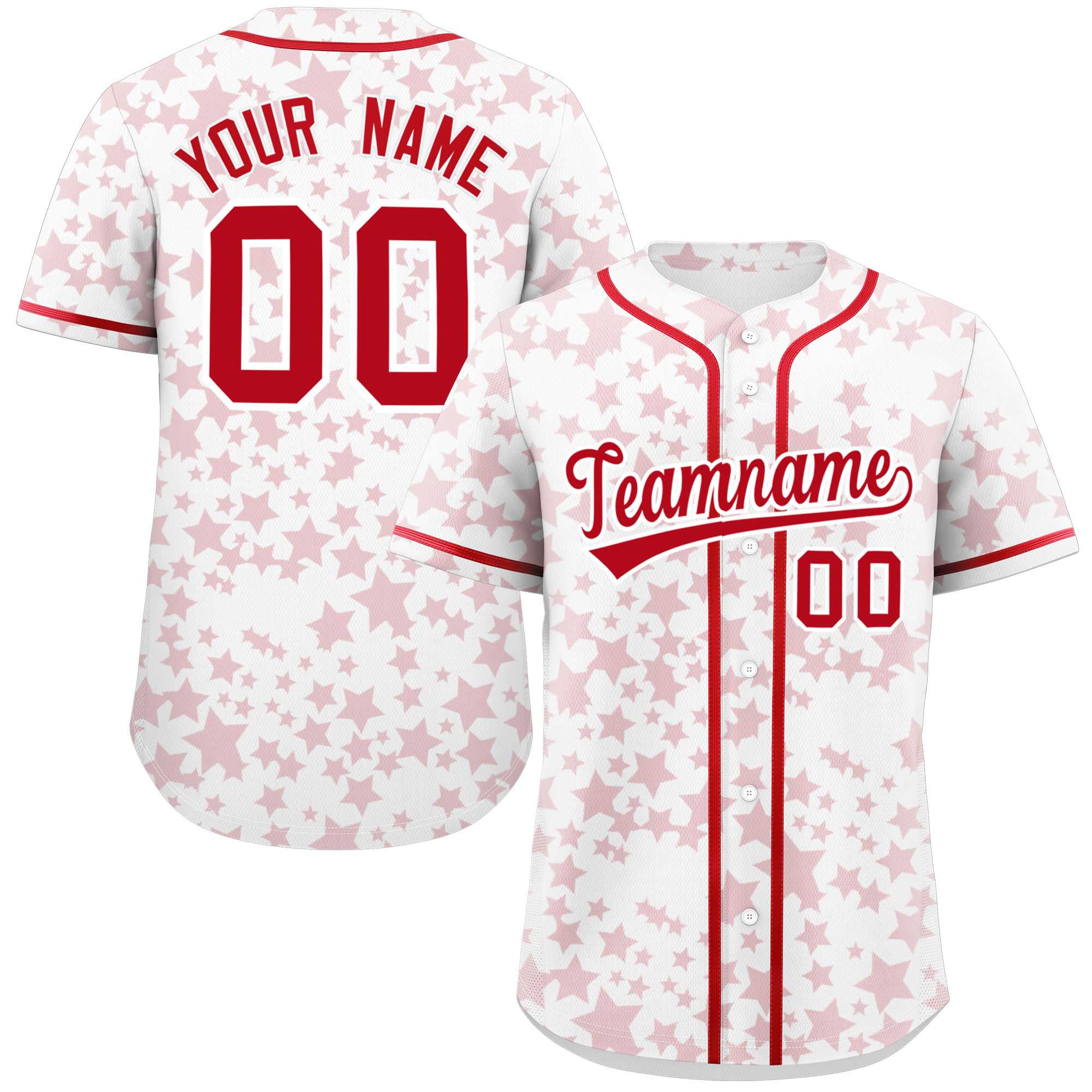Custom White Red Personalized Star Graffiti Pattern Authentic Baseball Jersey | KXKSHOP