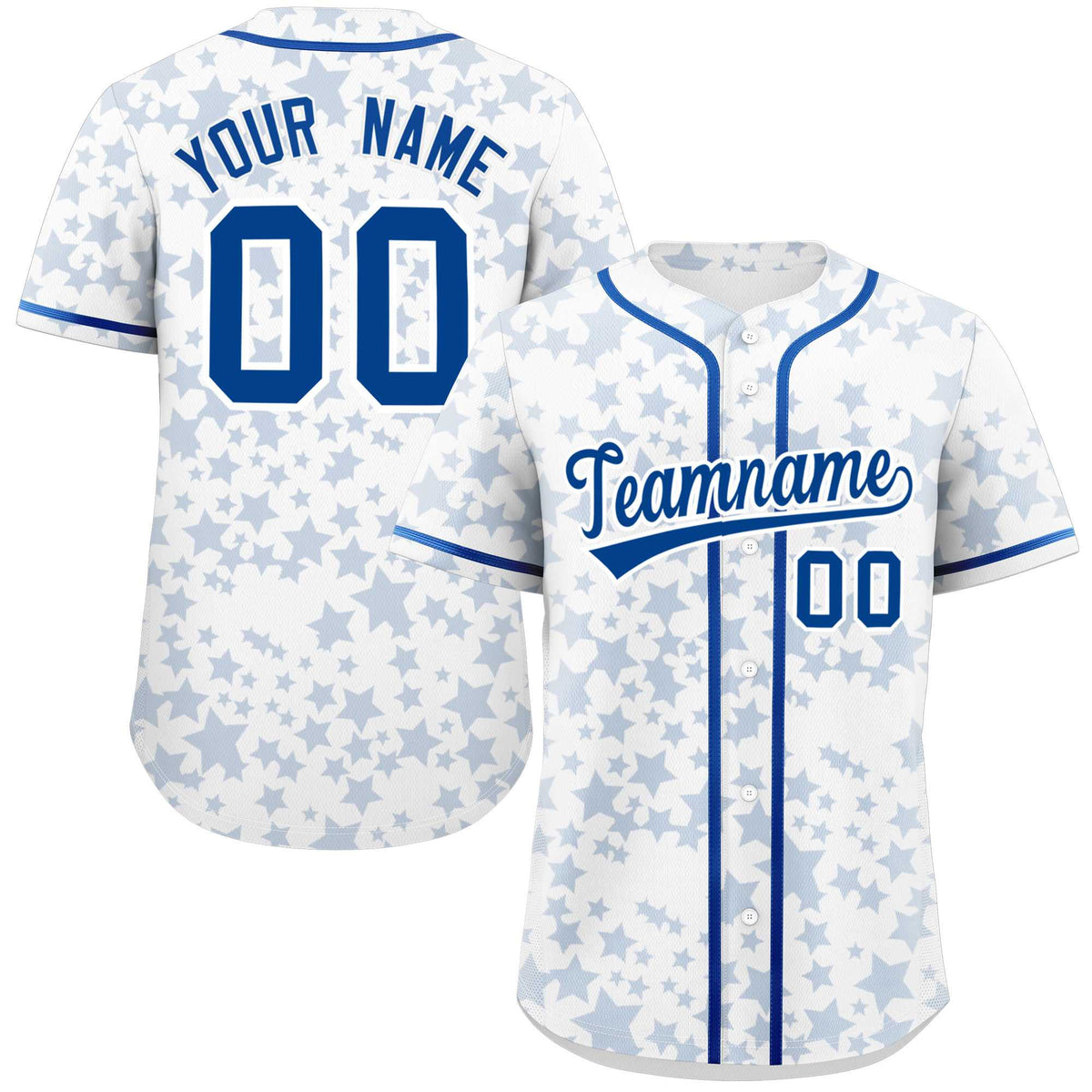 Custom White Royal Personalized Star Graffiti Pattern Authentic Baseball Jersey | KXKSHOP
