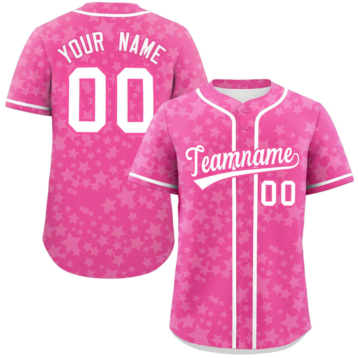 Custom Pink White Personalized Star Graffiti Pattern Authentic Baseball Jersey | KXKSHOP